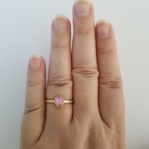 18k Over Sterling Pink Opal Ring - Picture 8 of 8